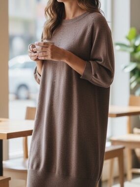 Lauren Ralph Lauren Brown Knit Midi Dress